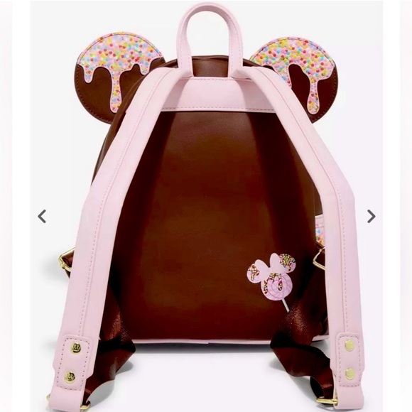 NWT Loungefly Disney Minnie Mouse Chocolate Lollipop Ears Mini Backpack - Picture 2 of 7
